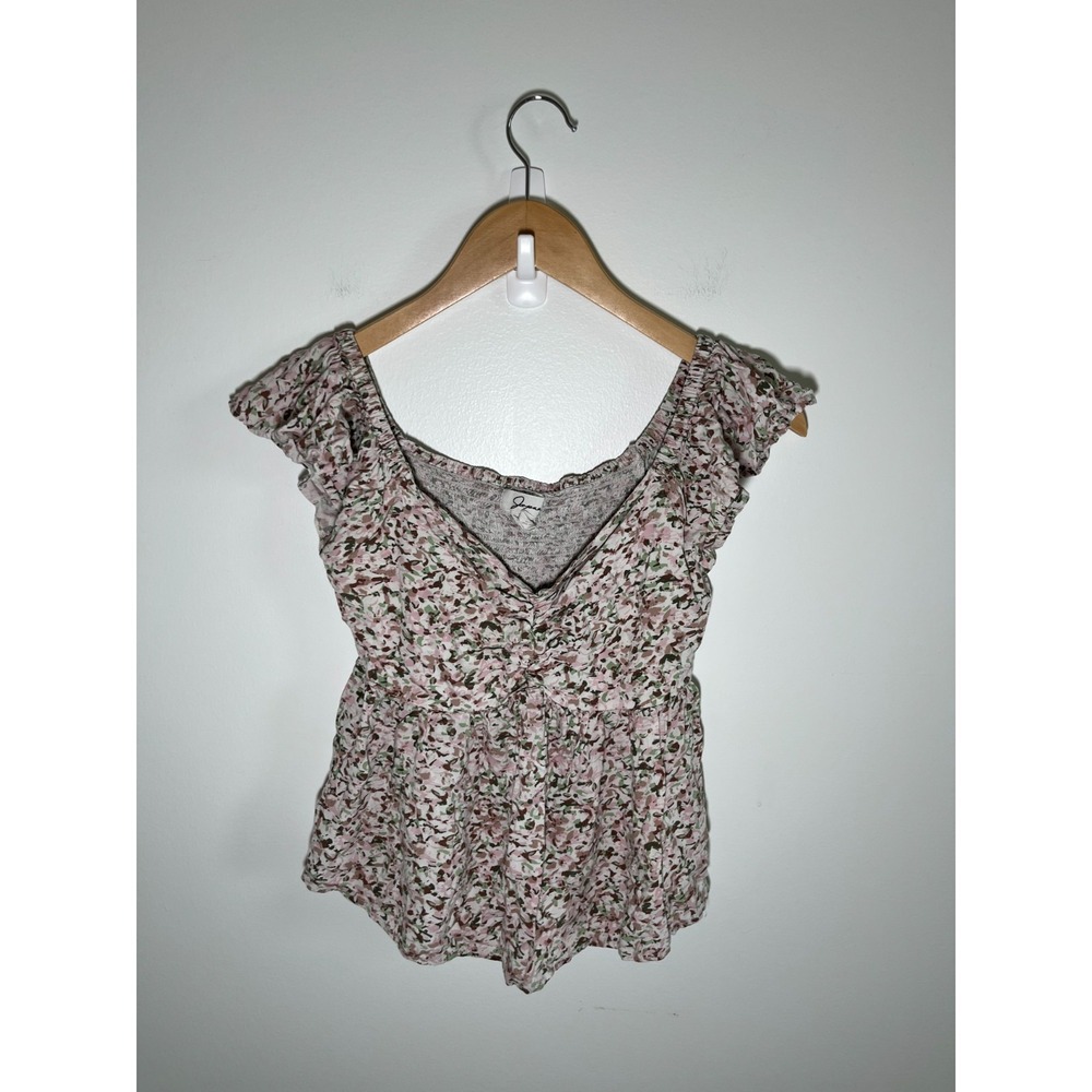 Fairy‎ Cottagecore Babydoll Top Womens S Pink Summer Vacation Flutter Sleeves
